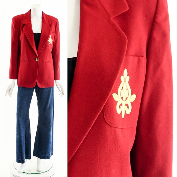 Red Ensignia Blazer,Preppy Red Blazer,Vintage Bla… - image 1