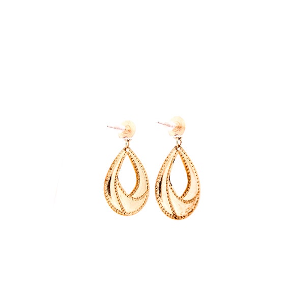Black + Gold Tear Drop Dangly Earrings - image 6