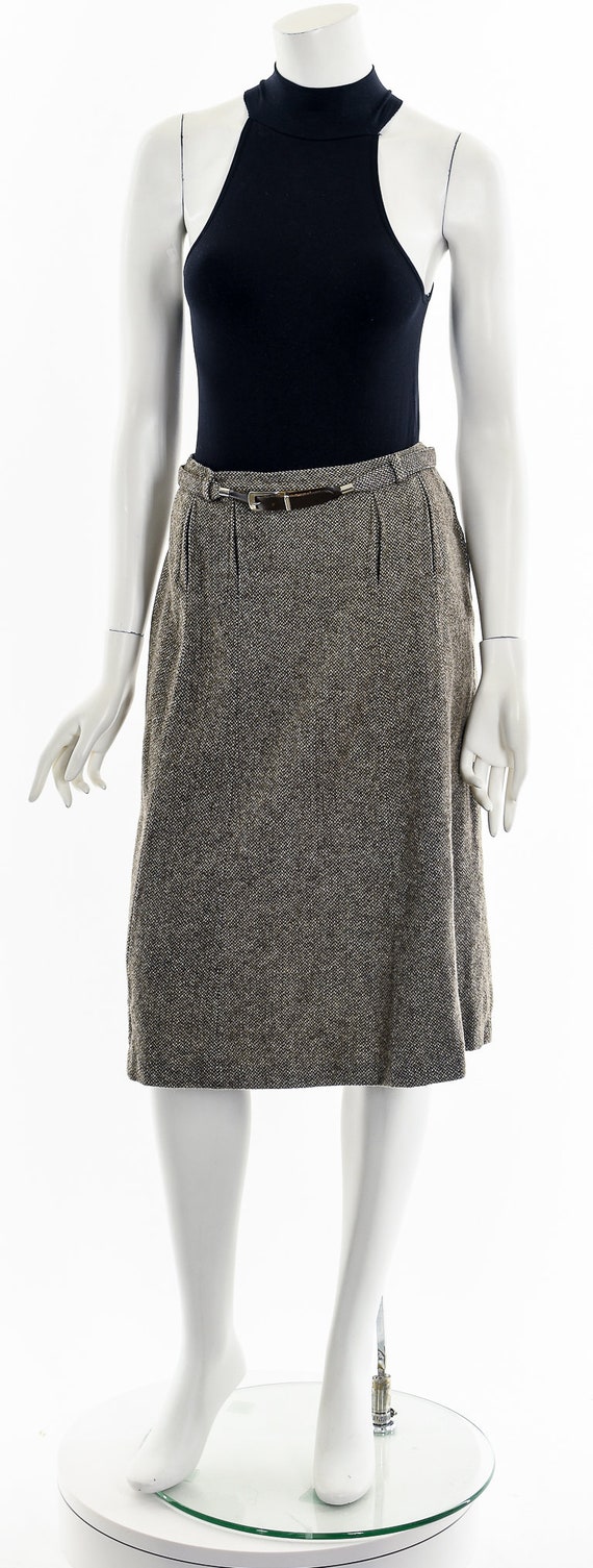 40's Brown + White Speckled Wool SKirt - image 4