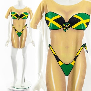 Jamaican Flag Airbrush Bikini Bod Swimsuit Coverup Mini Dress