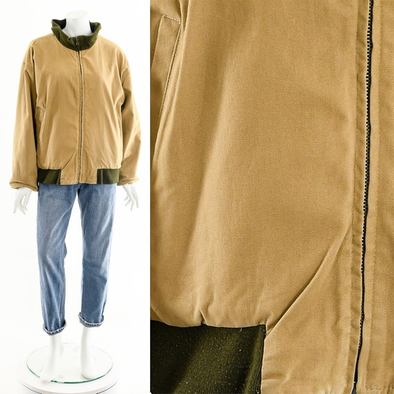 tan bomber jacket, wool jacket, reversible jacket… - image 1