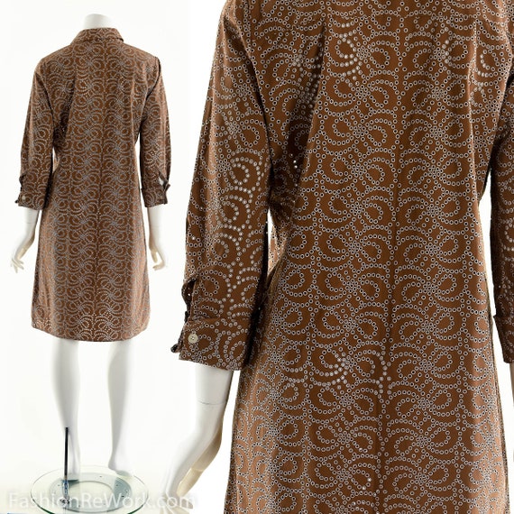 Brown Eyelet Dress, 90's Shirt Dress, Button Down… - image 7