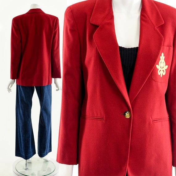 Red Ensignia Blazer,Preppy Red Blazer,Vintage Bla… - image 3