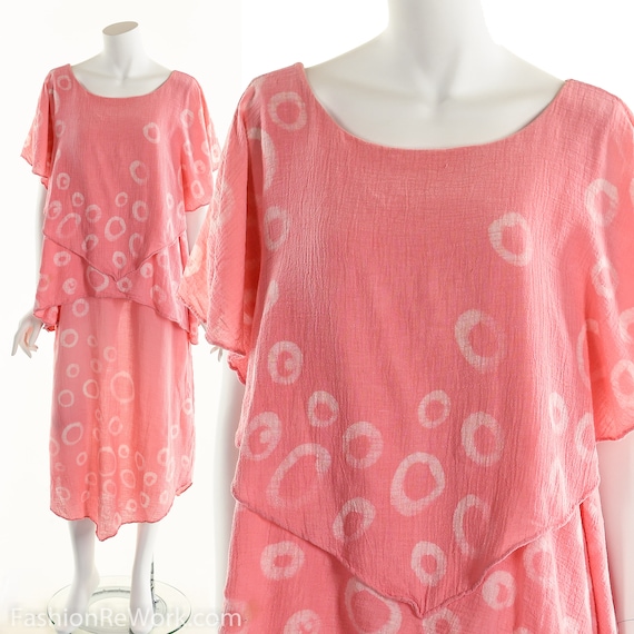 Gauze Dress, Bubble Pink Gauze Dress, Tiered Ruffl
