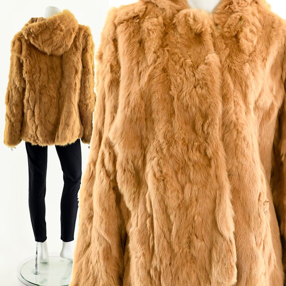 Golden Brown Fur Coat,Rabbit Fur Coat,Oversized H… - image 3