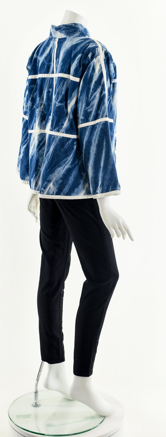 Shibori Leather Kimono,Indigo Blue Jacket,Bohemia… - image 6