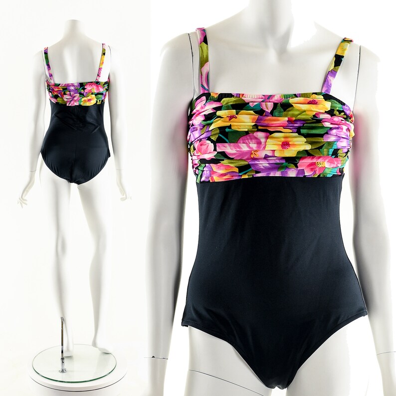 Vintage One Piece Swimsuit,Vintage 80s Swimsuit,70s One Piece Swimsuit,Lowback Swimsuit,Purple Twist Onepiece,Vintage Swimsuit,Tropical image 1