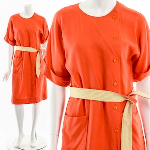 Asymmetric Button Up Linen MIni Dress