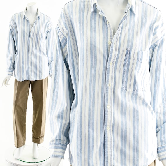 Striped Cotton Chambray Button Down - image 1