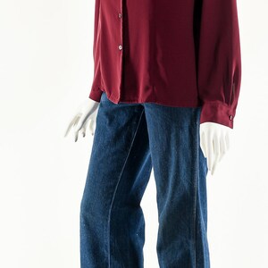 Burgundy Balloon Sleeve Blouse image 10