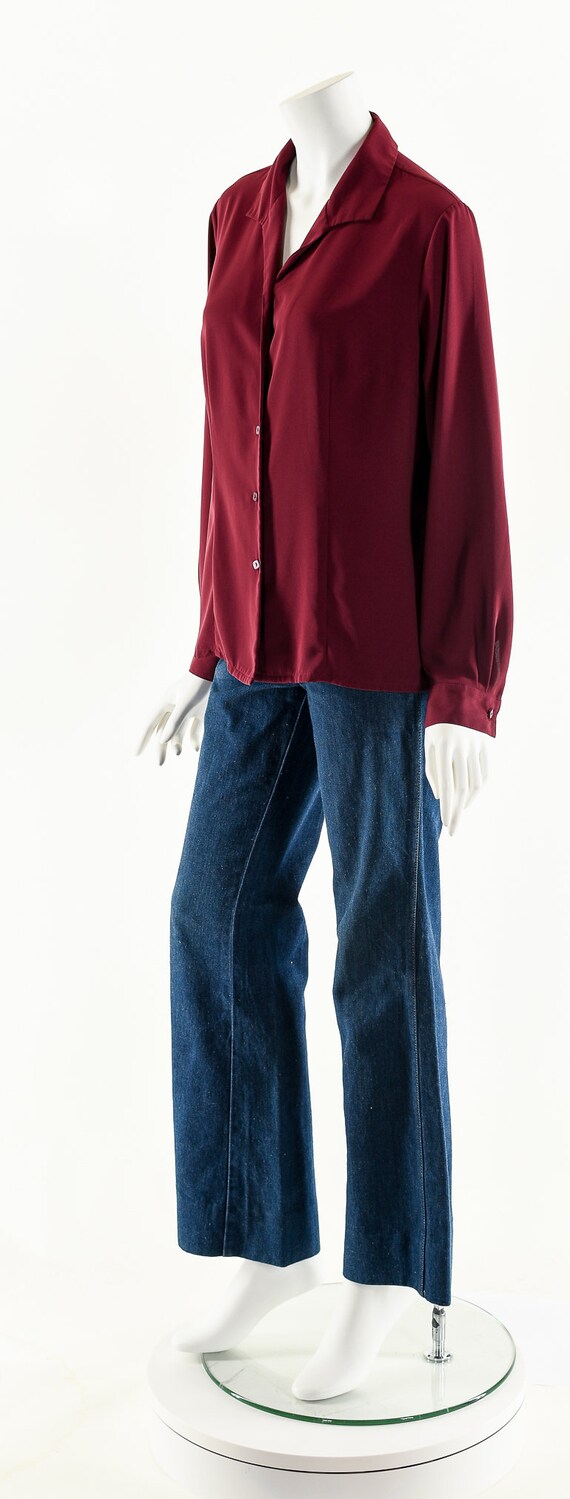 Burgundy Balloon Sleeve Blouse - image 10