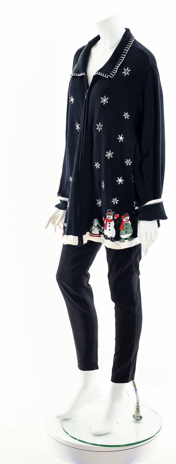 Ugly Christmas Sweater,Black Snowman Sweater,Hand… - image 10