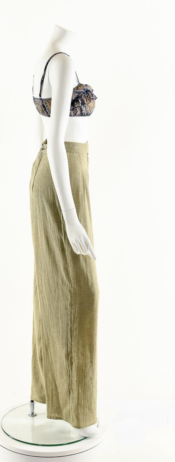 Minimalist Gauze Pants,High Waist Tan Pants,Struc… - image 3