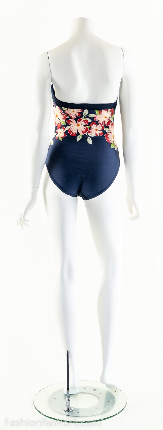 Tropical Floral Swimsuit,Vintage 70s One Piece Su… - image 4