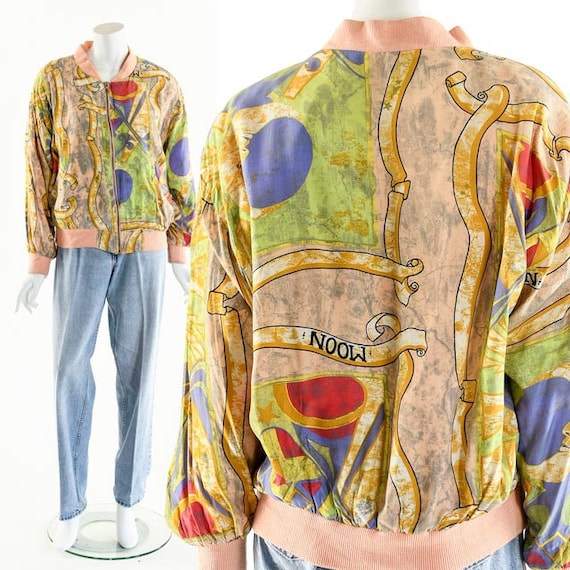 Celestial Bomber Jacket,Sun Moon Stars Jacket,Pink