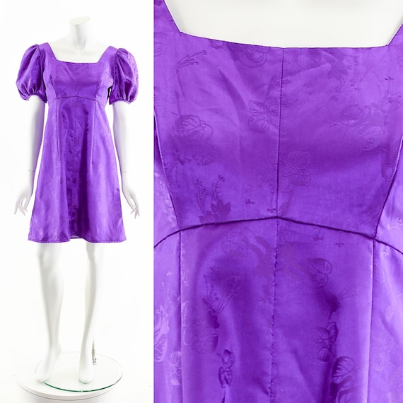 Purple Baby Doll Dress,Sexy Puff Sleeve Dress,Vin… - image 1