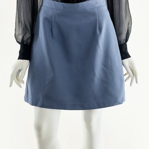 Blue Gray Skirt,90s Skater Skirt,Vintage A Line Skirt,High Waist Skirt,Vintage Mini Skirt,Vintage Scooter Skirt,Periwinkle Gray Skirt,Iconic image 4