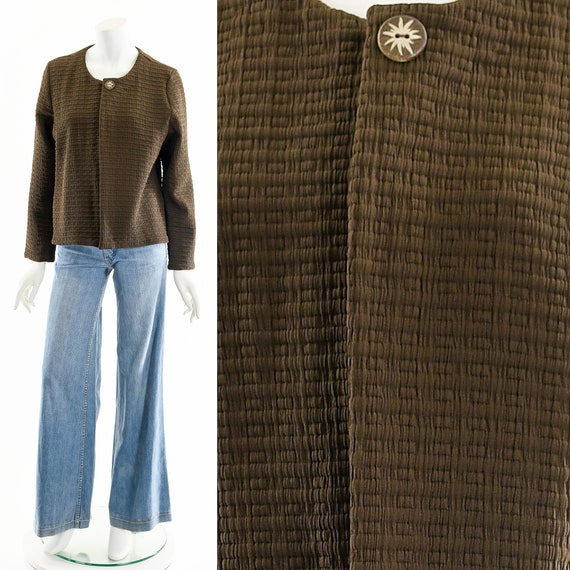 Brown Waffle Textured Jacket - image 1