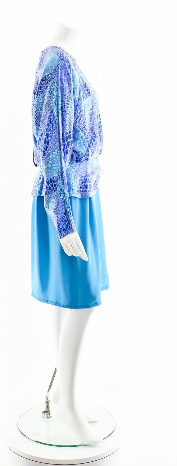 Metallic Alligator Dress,Abstract Blue Dress,Teal… - image 5