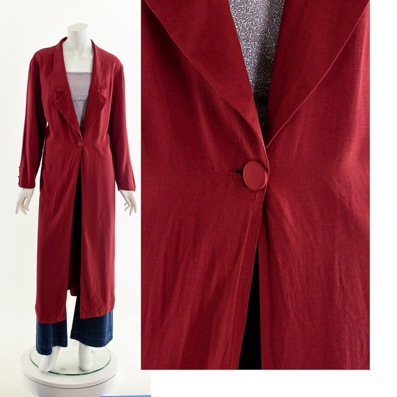 Long Blazer Coat, Vintage Long Duster Coat, Berry… - image 3