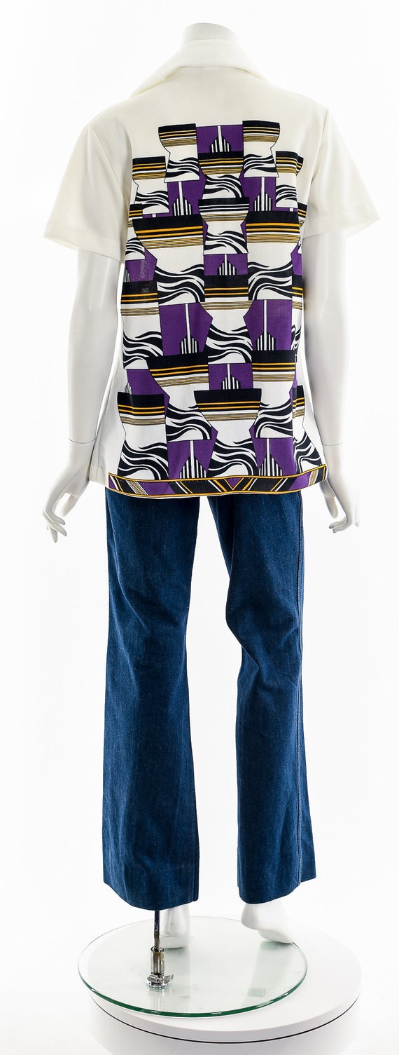 Psychedelic All Over Print Button Down Top - image 7