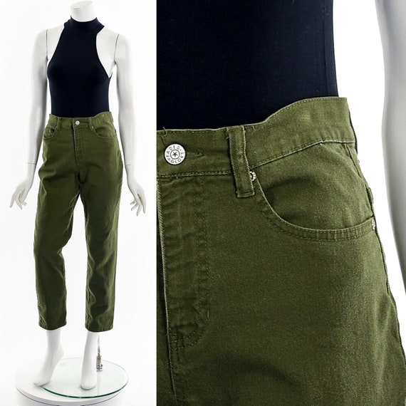 Olive Green High Waist Jeans - image 3