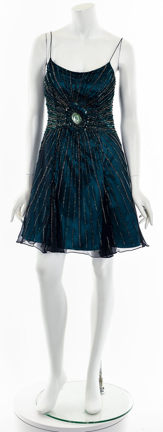Moody Blue Sequin Silk Dress - image 4