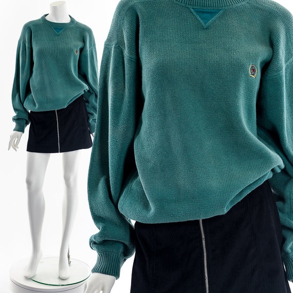 Tommy Hilfiger Sea Green Cotton Knit Pullover