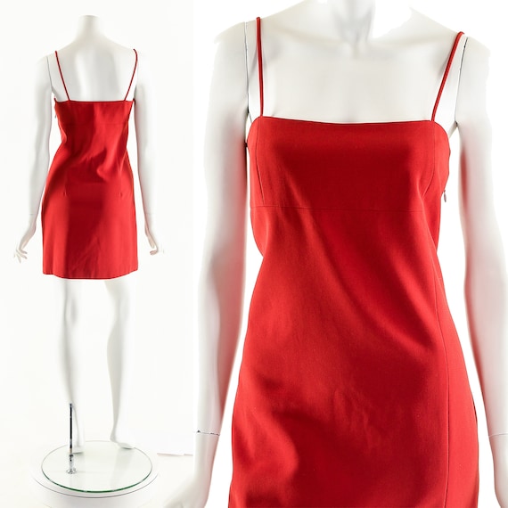 90s Red Dress,Y2K 90s Strappy Dress,Red Hot Dress,