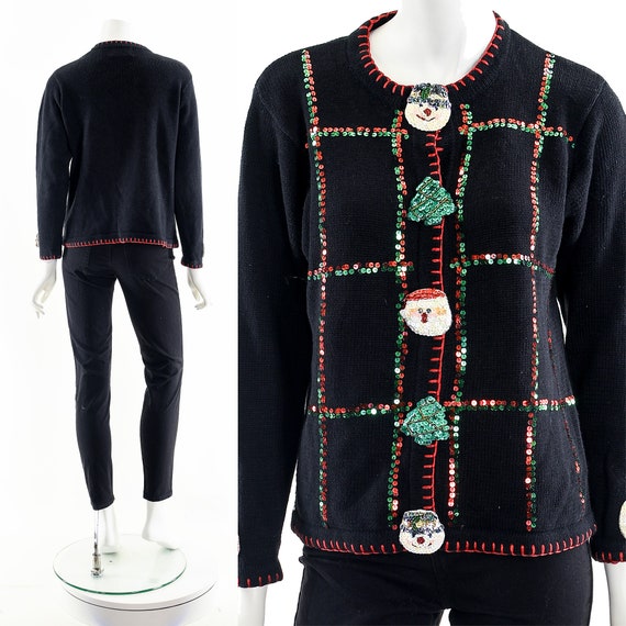 90s Black "Ugly" Christmas Sweater - image 3