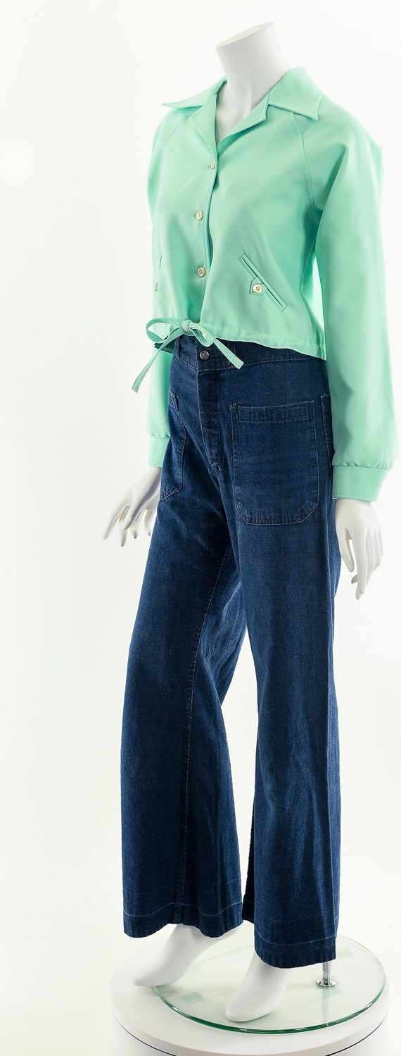 Mint Green Cropped Jacket, Vintage Crop Top, Butt… - image 10