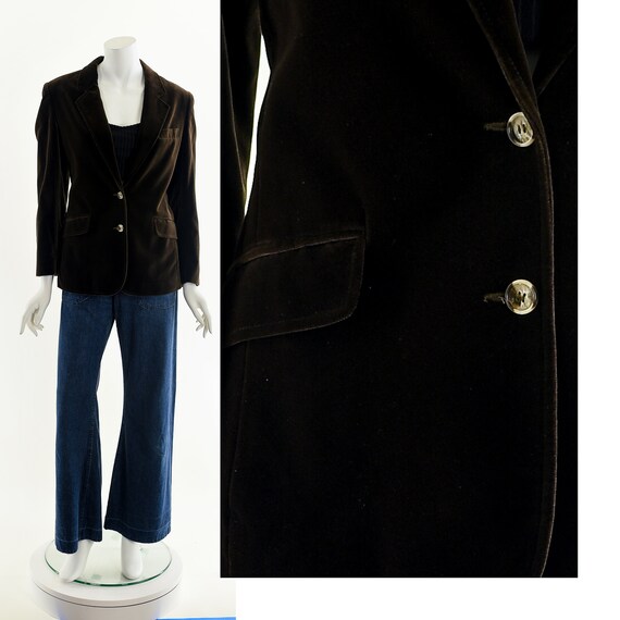 Brown Velvet Blazer Jacket - image 3