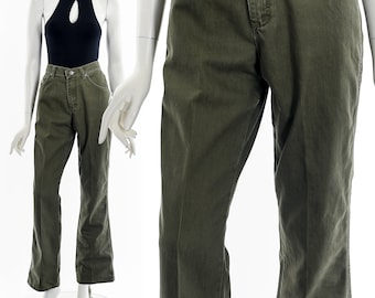 Muted Olive Green Mid-Rise Jeans