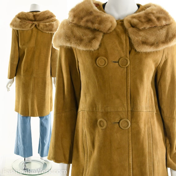 60's Leather and Fur Jacket, Vintage 60's Suede Le