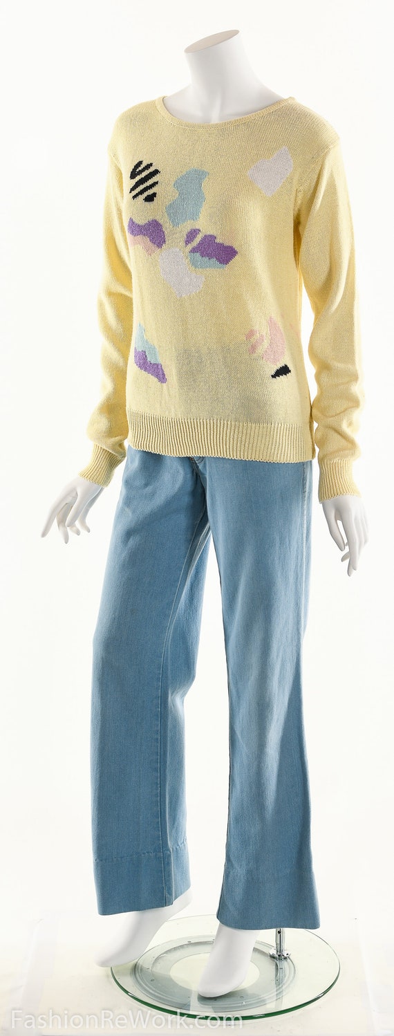 OLEG CASSINI Sweater, Yellow Sweater, Abstract Sw… - image 2