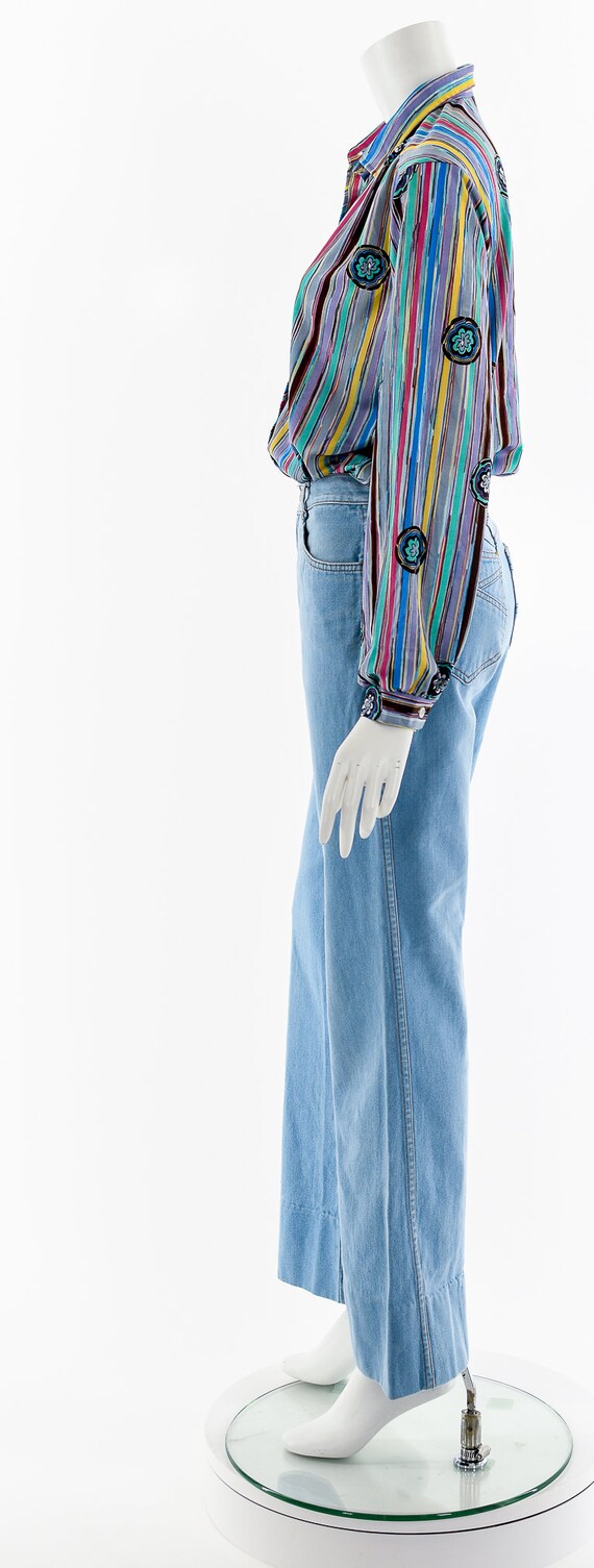 Rainbow Abstract 70s Button Up - image 9