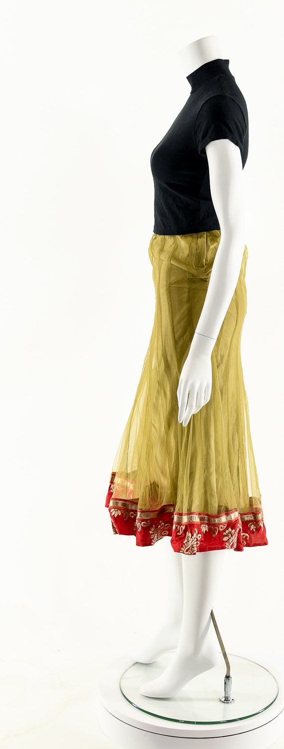 Bohemian Midi Skirt,Vintage Boho Skirt,Tulle Ethn… - image 9