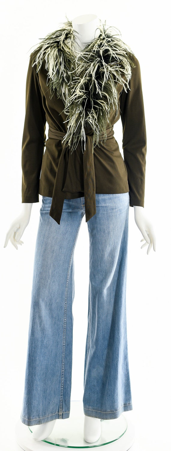 Ostrich Marabou Feather Jacket Dramatic Collar - image 4