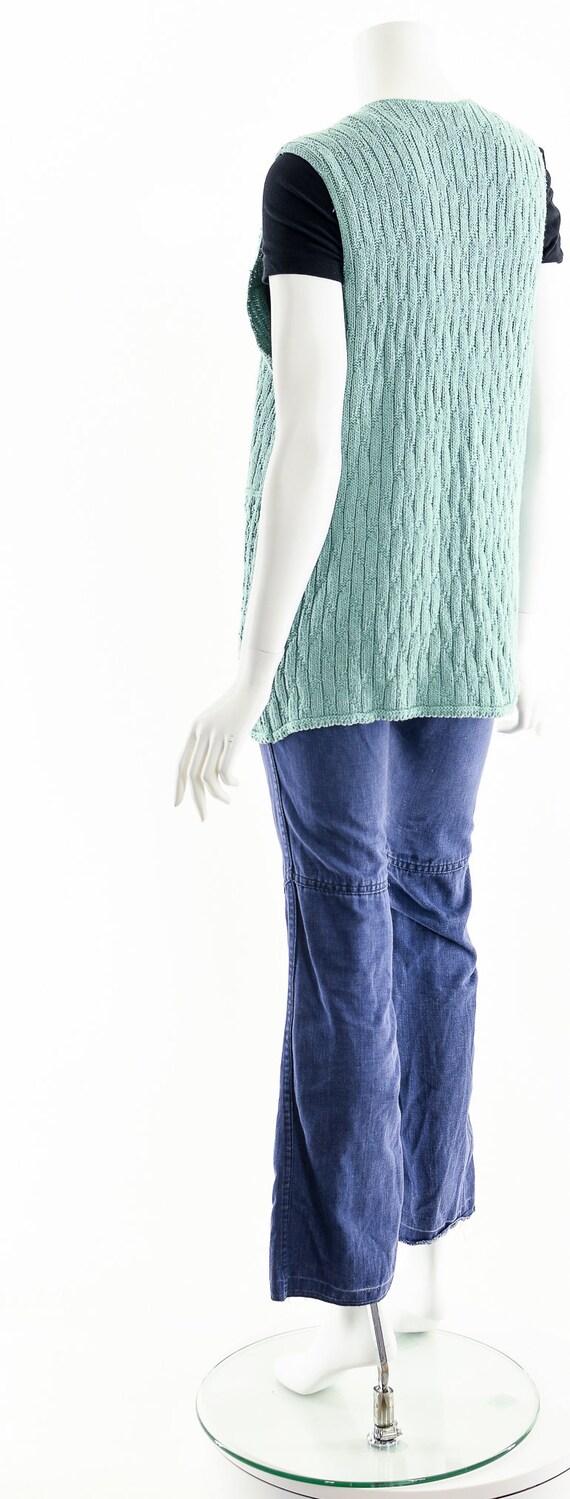 Sea Green Crochet Knit Cardigan Vest - image 8