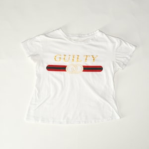 y2k  &quot;Guilty&quot; Printed Crop Top