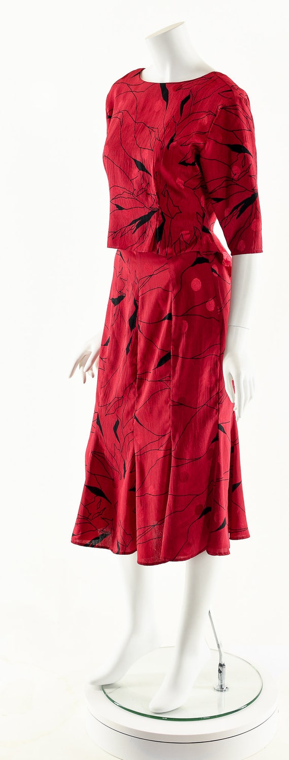 Red Peplum Dress,Vintage 50s Dress,50s Inpsired T… - image 8