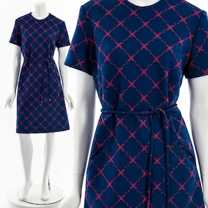 Navy Chain Link Fence Mod Dress