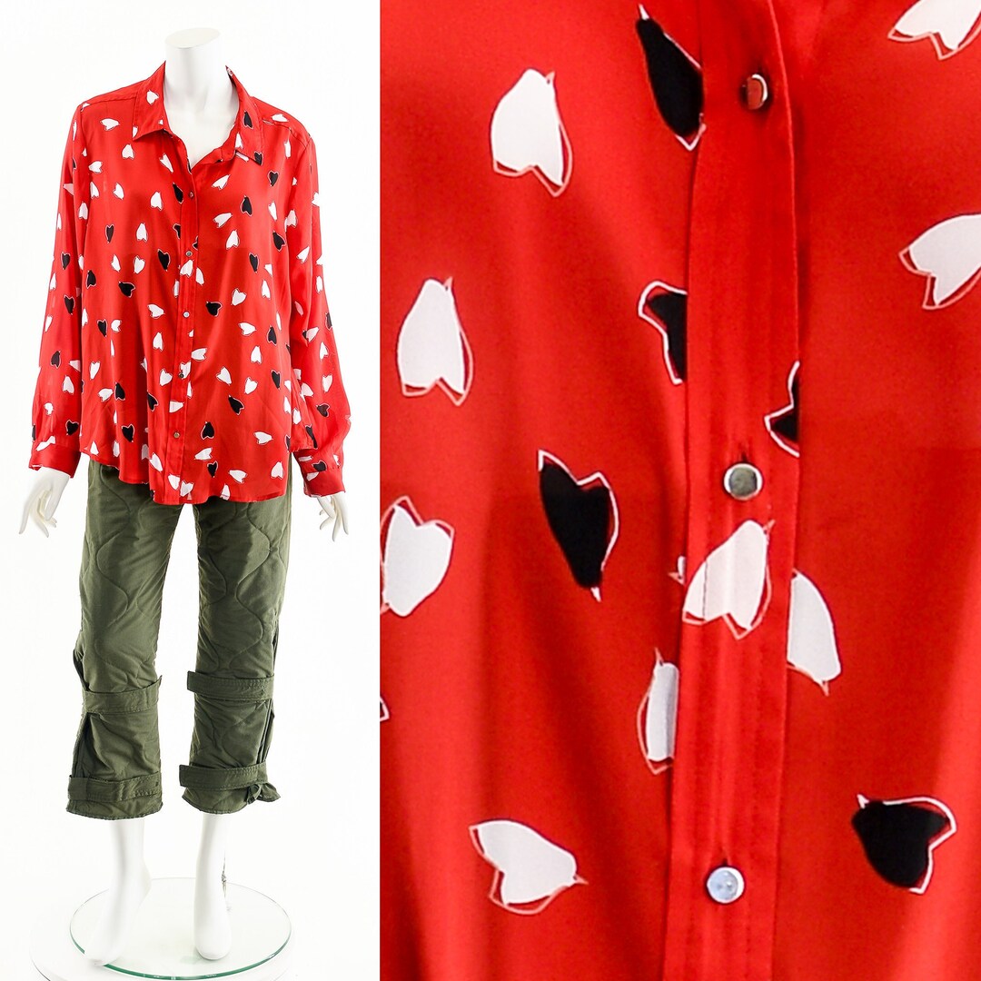 Blusa roja con estampado de corazones España - Main Image