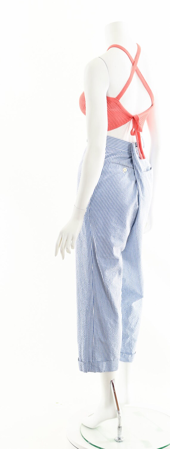 Blue Striped Pants,High Waisted Pants,Brooks Brot… - image 8