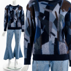 Geometric Brown + Blue Alpaca Sweater