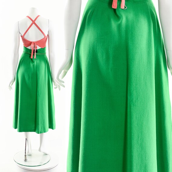 Green Corset Skirt,Lace Up Linen Skirt,High Waist… - image 2