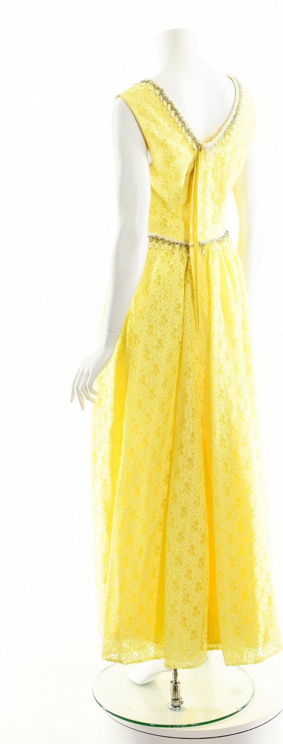 Lemon Yellow Maxi Dress,Yellow Lace 60s Dress,Lon… - image 8