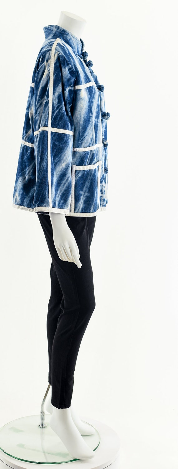 Shibori Leather Kimono,Indigo Blue Jacket,Bohemia… - image 5