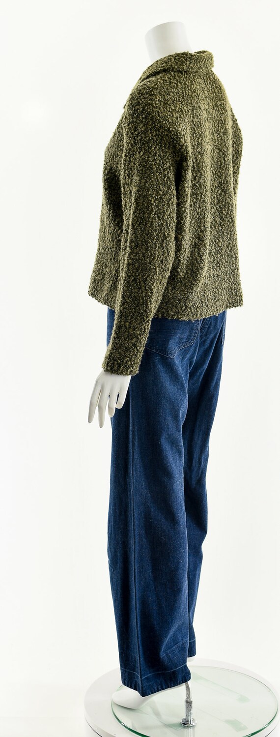 Green Sherpa Nubby Knit Sweater - image 9