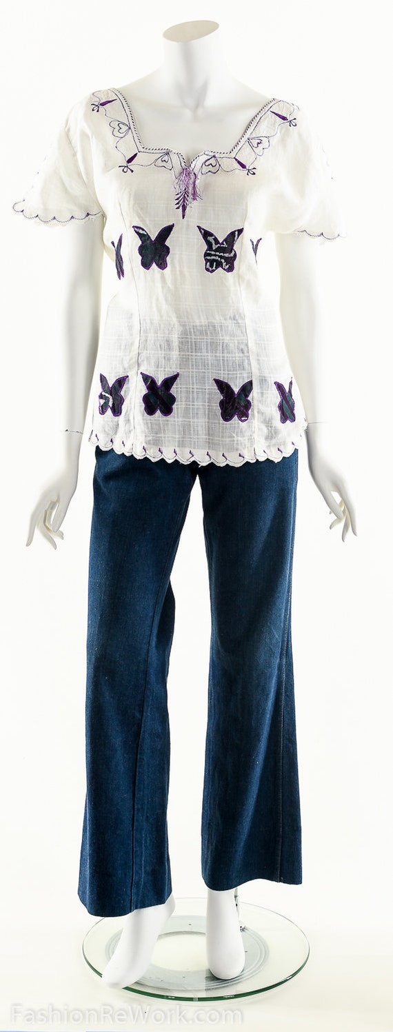 Butterfly Patchwork Boho Blouse - image 8